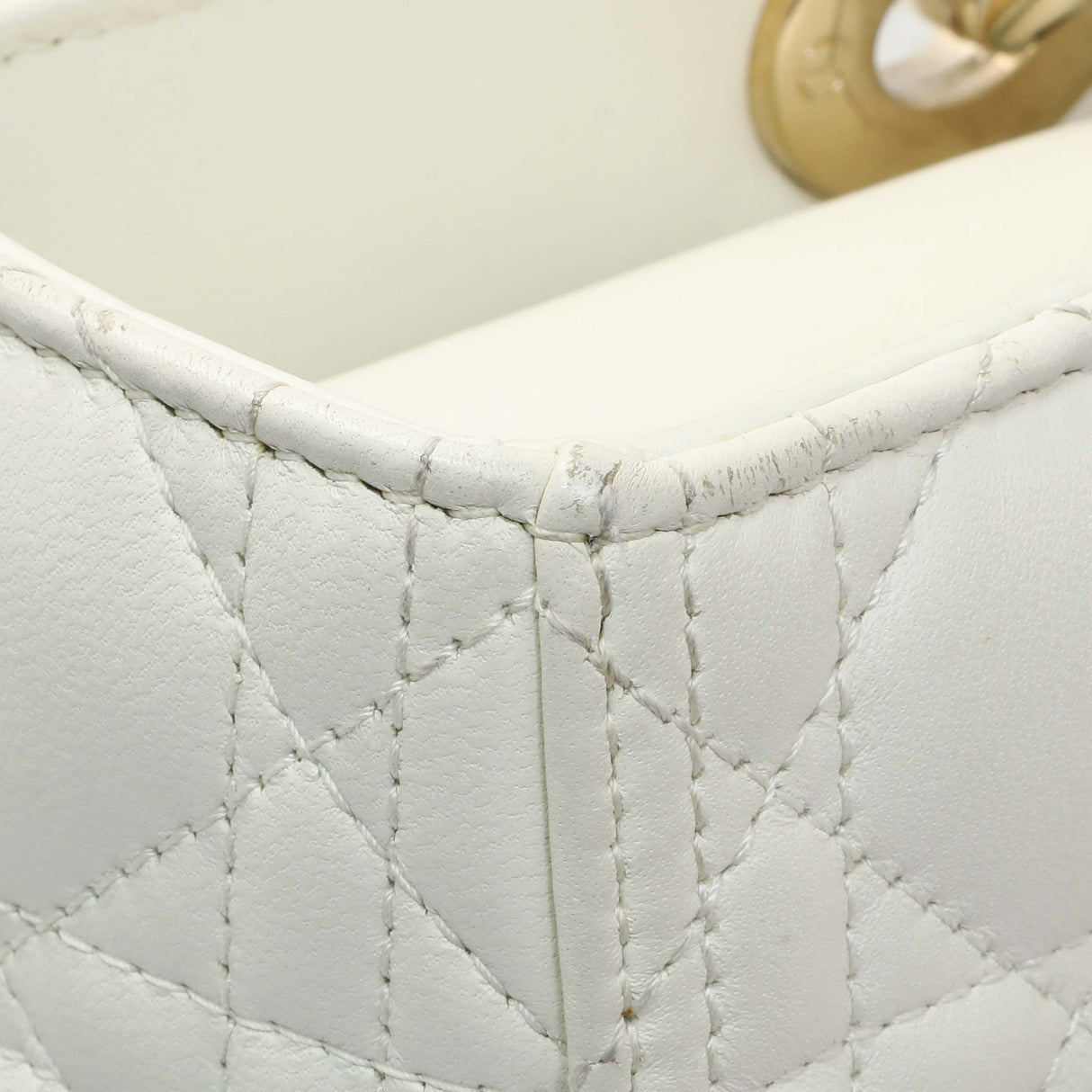 Christian Dior White Lambskin Cannage Large Lady Dior Handbags Christian Dior