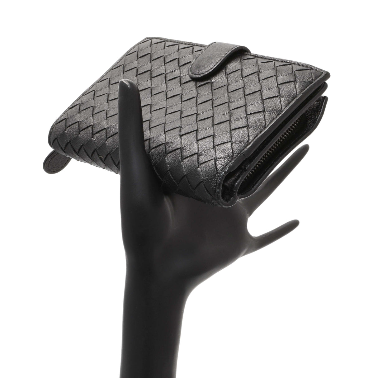 Bottega Veneta Black Intrecciato Bi-Fold Compact Wallet Accessories Bottega Veneta