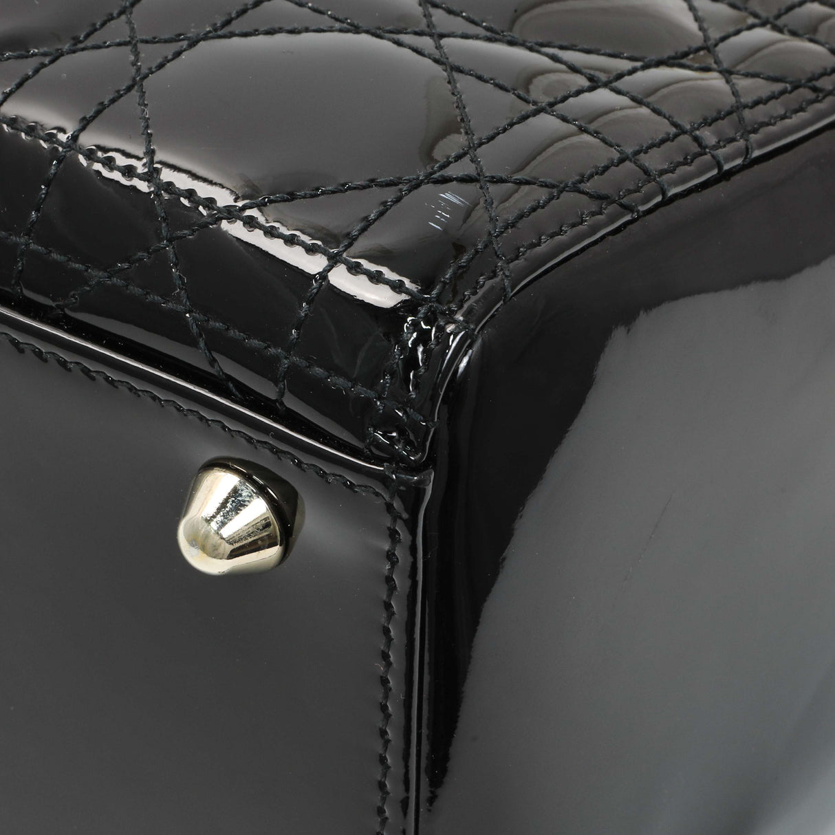 Christian Dior Black Patent Cannage Large Lady Dior Handbags Christian Dior