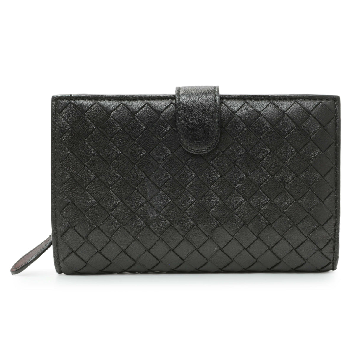Bottega Veneta Black Intrecciato Bi-Fold Compact Wallet Accessories Bottega Veneta