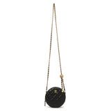 Chanel Black Quilted Lambskin Pearl Crush Round Clutch With Chain