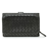 Bottega Veneta Black Intrecciato Bi-Fold Compact Wallet Accessories Bottega Veneta