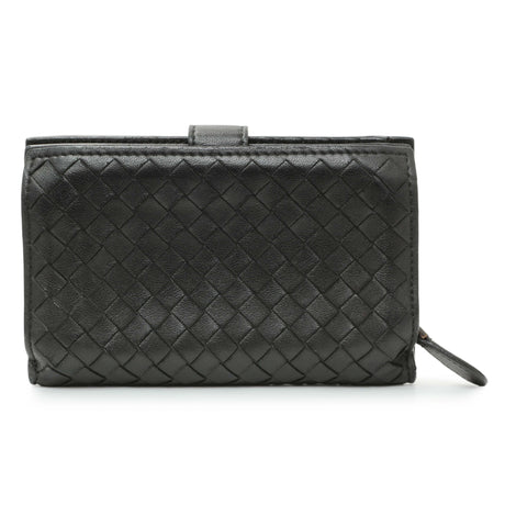 Bottega Veneta Black Intrecciato Bi-Fold Compact Wallet