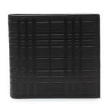 Burberry Black Embossed Check Leather Bifold Wallet Accessories Burberry