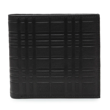 Burberry Black Embossed Check Leather Bifold Wallet Accessories Burberry