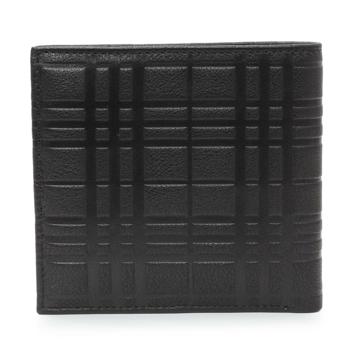 Burberry Black Embossed Check Leather Bifold Wallet Accessories Burberry