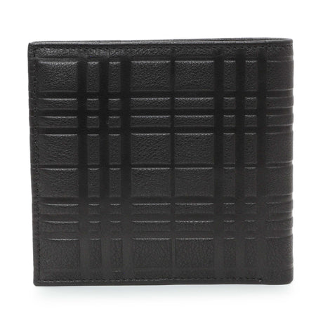 Burberry Black Embossed Check Leather Bifold Wallet Accessories Burberry