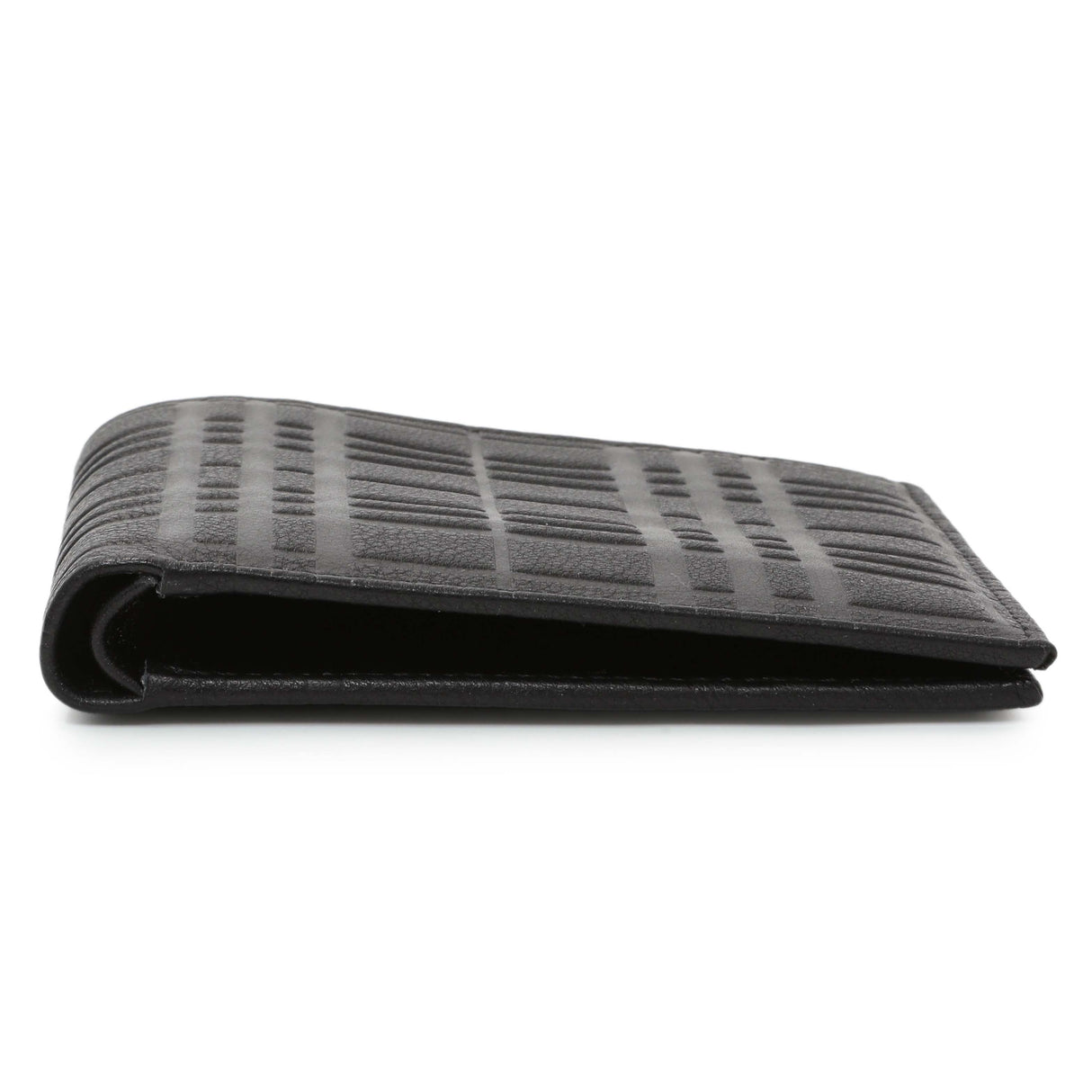 Burberry Black Embossed Check Leather Bifold Wallet Accessories Burberry
