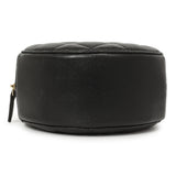 Chanel Black Quilted Lambskin Pearl Crush Round Clutch With Chain