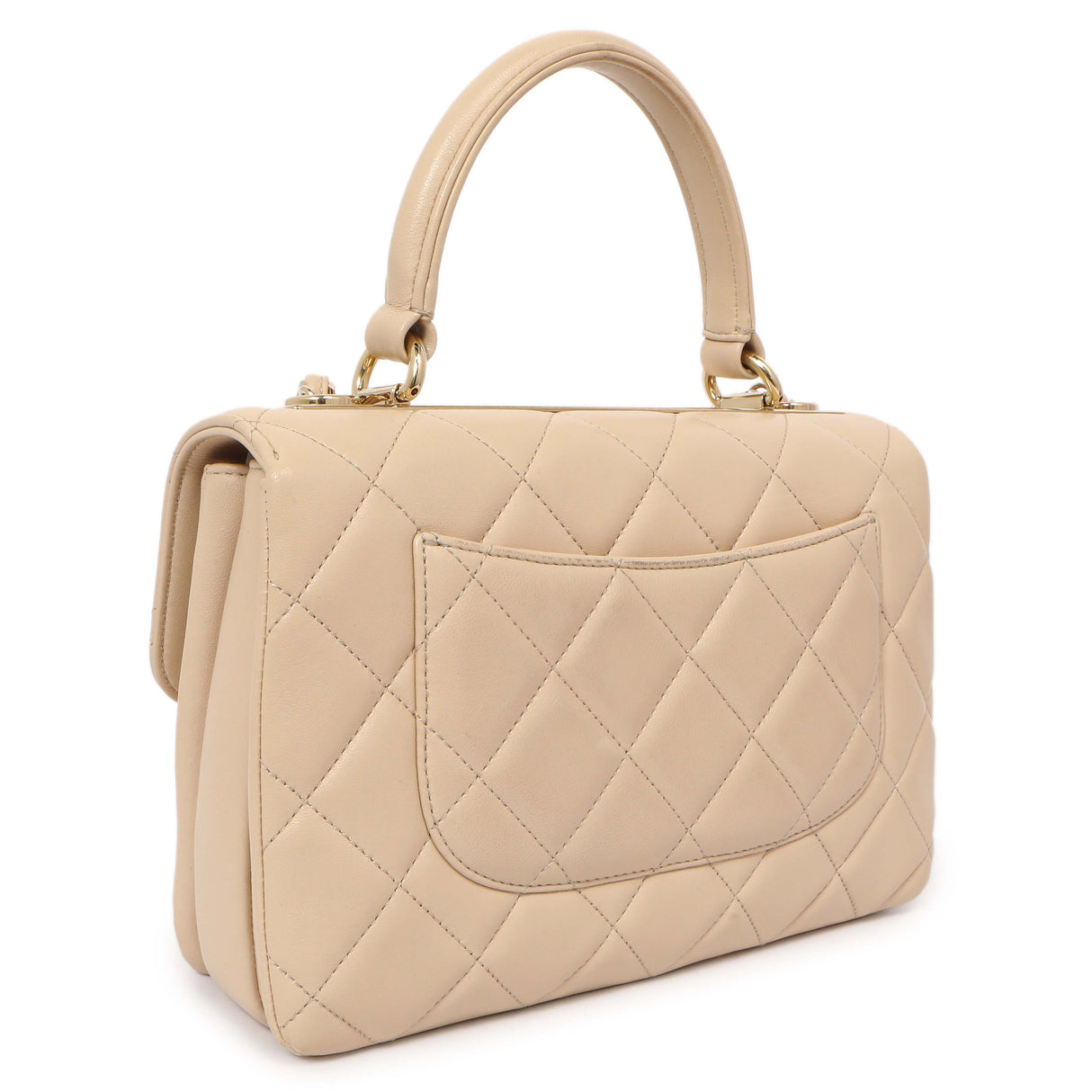 Chanel Beige Quilted Lambskin Small Trendy CC Flap Handle Bag