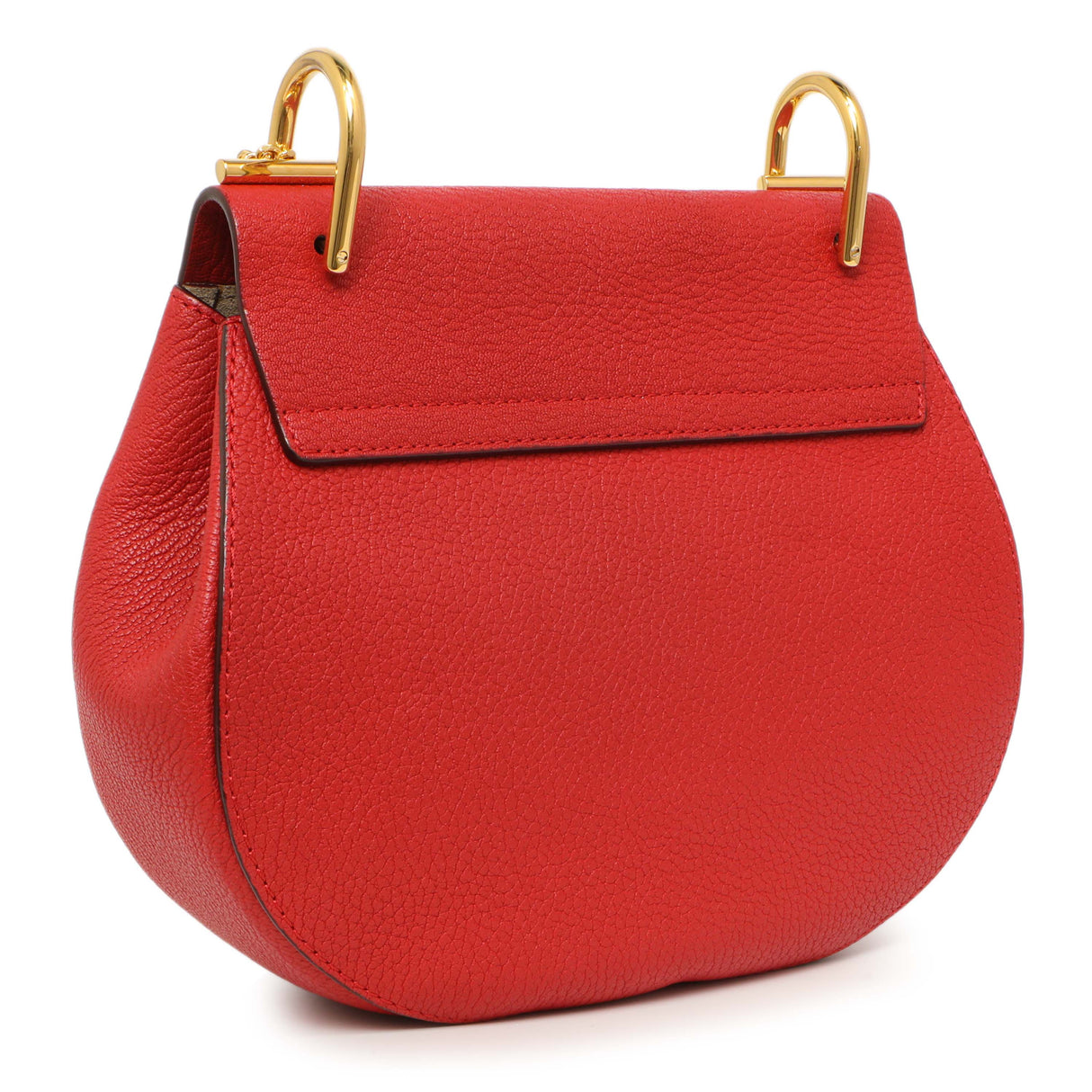 Chloe Red Grained Lambskin Drew Shoulder Bag