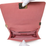 Chanel Blush Chevron Quilted Caviar New Medium Boy Flap