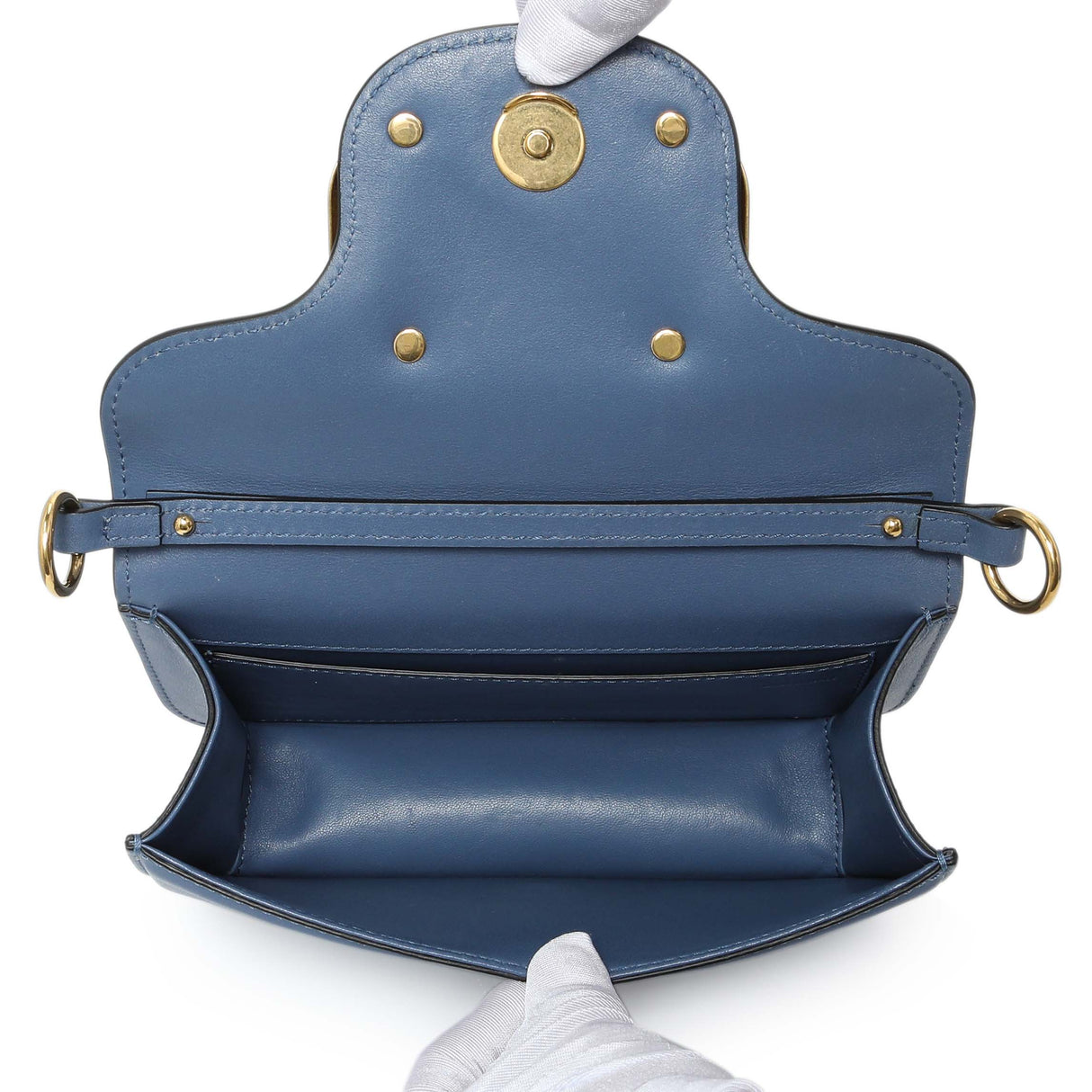 Valentino Blue Calfskin Vlogo Small Loco Shoulder Bag Handbags Valentino