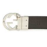 Gucci Black and Brown Calfskin Reversible Belt with Interlocking G Buckle Accessories Gucci