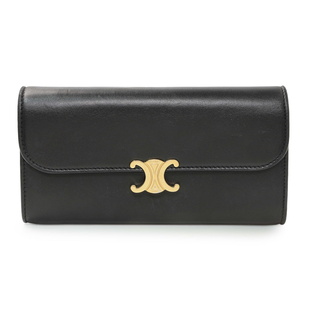 Celine Black Calfskin Large Triomphe Wallet Accessories Celine