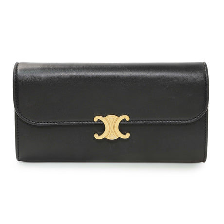 Celine Black Calfskin Large Triomphe Wallet Accessories Celine