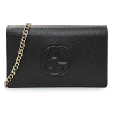 Gucci Black Pebbled Calfskin Soho Wallet on Chain Handbags Gucci