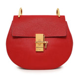 Chloe Red Grained Lambskin Drew Shoulder Bag