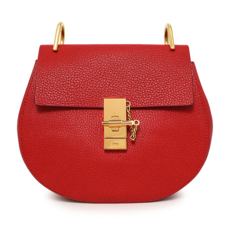 Chloe Red Grained Lambskin Drew Shoulder Bag