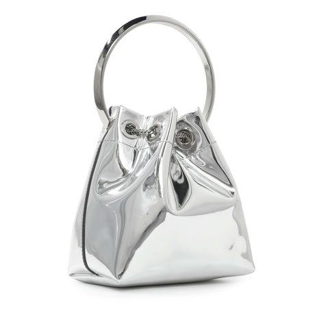 Jimmy Choo Silver Bon Bon Mirror Fabric Mini Bag with Metal Handle Handbags Jimmy Choo