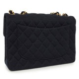 Chanel Navy Jersey XL Jumbo Single Flap