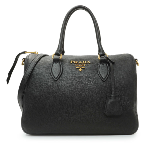 Prada Black Vitello Phenix Boston Bag – Modaselle