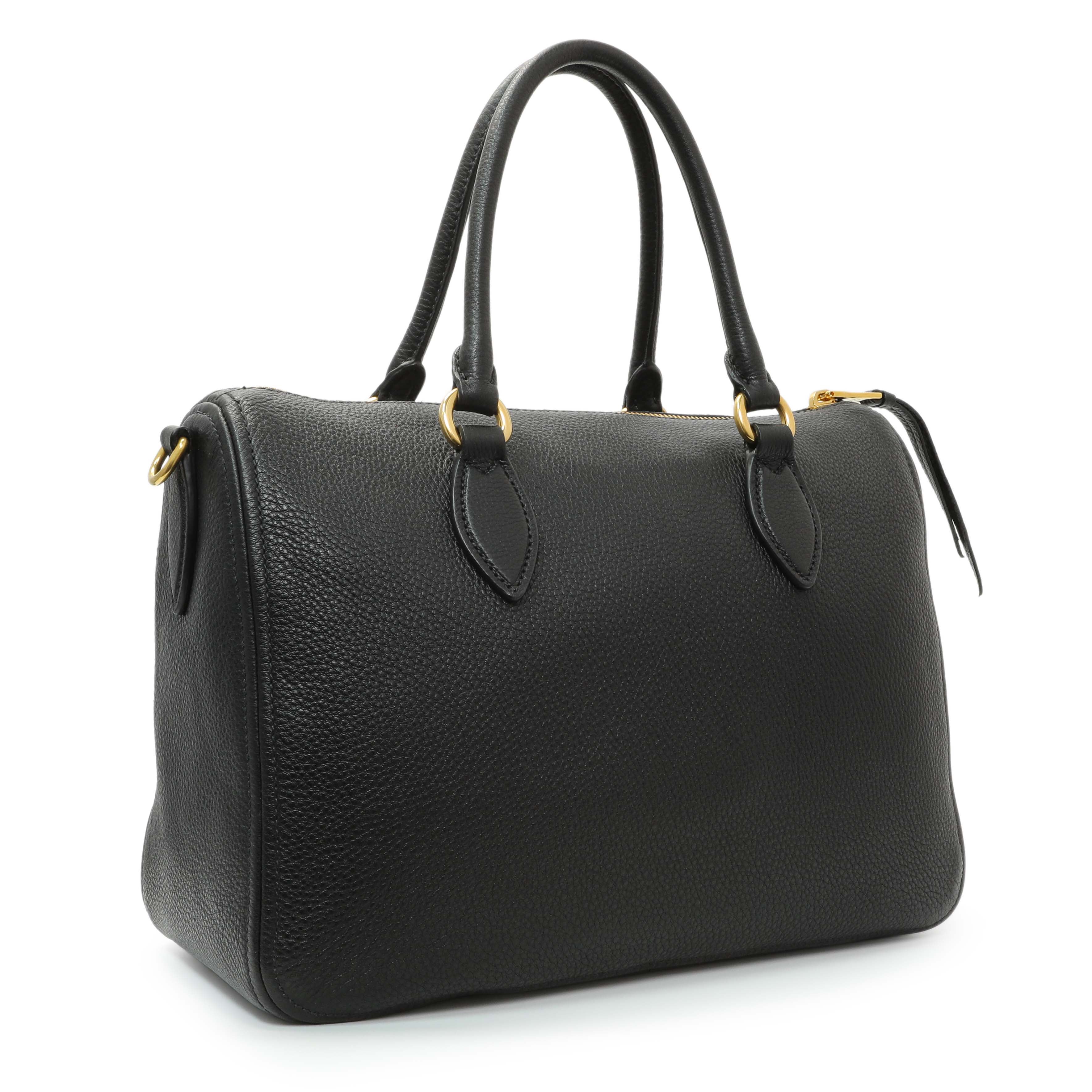 Prada Black Vitello Phenix Boston Bag – Modaselle