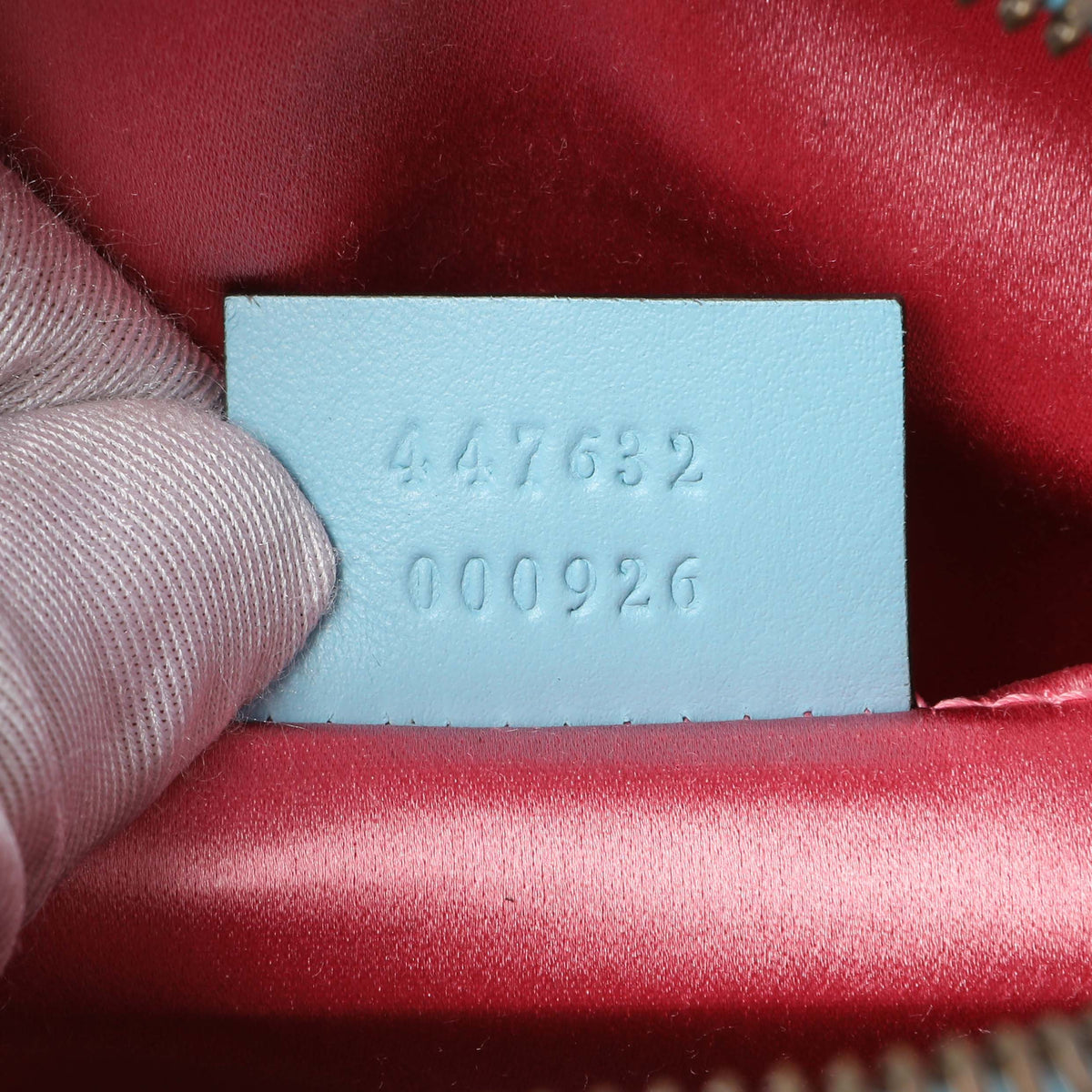 Gucci x Unskilled Worker Blue Calfskin Matelasse Flora Painted Small GG Marmont Chain Shoulder Bag Handbags Gucci