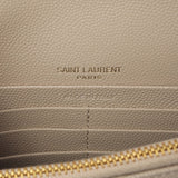Saint Laurent Dark Beige Grain De Poudre Matelasse Chevron Monogram Envelope Chain Wallet Handbags Saint Laurent