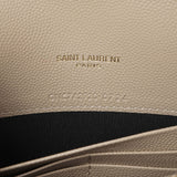 Saint Laurent Dark Beige Grain De Poudre Matelasse Chevron Monogram Envelope Chain Wallet Handbags Saint Laurent
