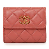 Chanel Pink Quilted Lambskin 19 Small Flap Wallet