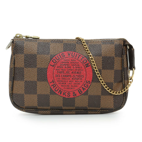 Louis Vuitton Damier Ebene Trunks and Bags Mini Pochette Accessories Handbags Louis Vuitton