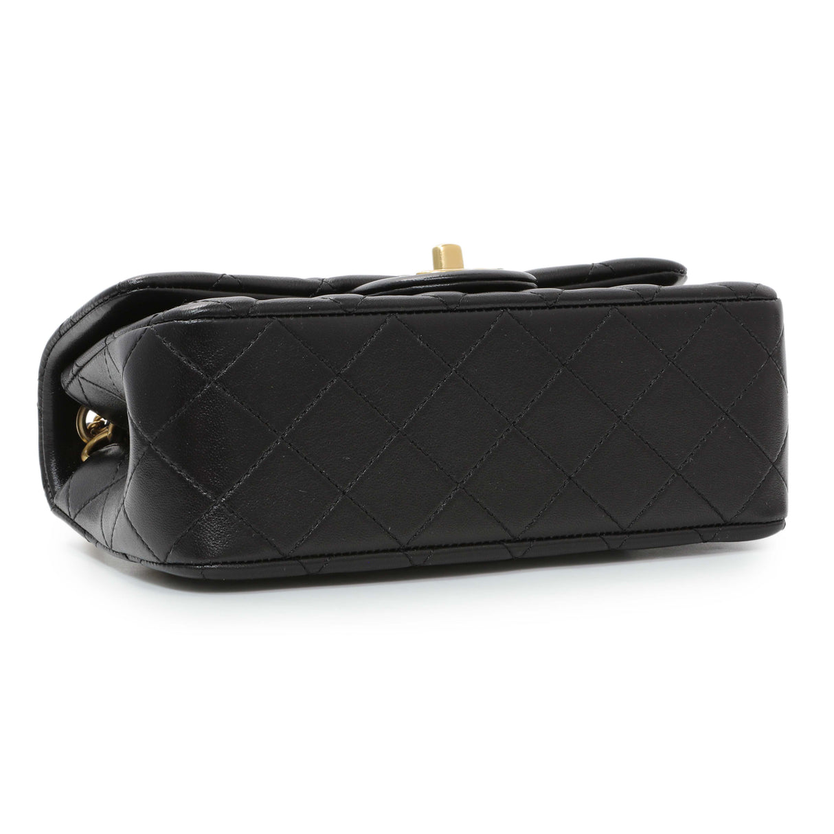 Chanel Black Lambskin Quilted Mini Rectangular Pearl Crush Flap Handbags Chanel