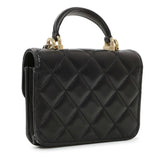 Chanel Black Lambskin Top Handle Flap Coin Purse With Chain Handbags Chanel