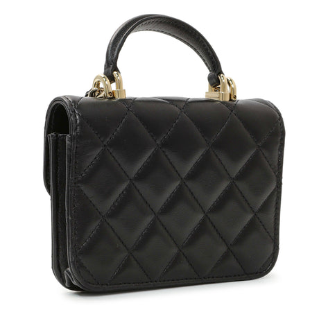 Chanel Black Lambskin Top Handle Flap Coin Purse With Chain Handbags Chanel