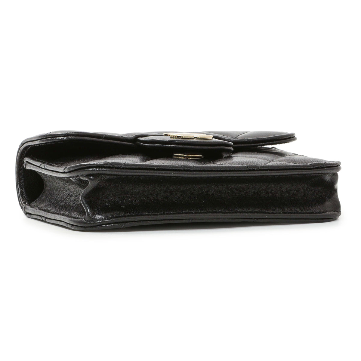 Chanel Black Lambskin Top Handle Flap Coin Purse With Chain Handbags Chanel