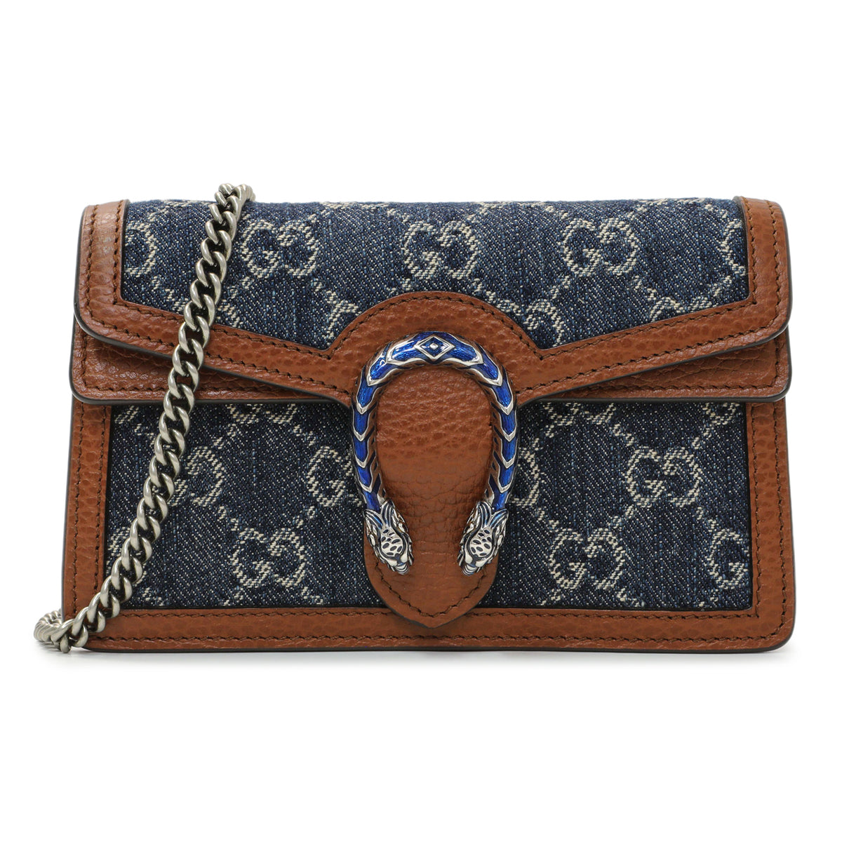 Gucci New Denim GG Monogram Dollor Calfskin Enamel Super Mini Dionysus Shoulder Bag Handbags Gucci