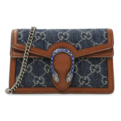 Gucci New Denim GG Monogram Dollor Calfskin Enamel Super Mini Dionysus Shoulder Bag Handbags Gucci