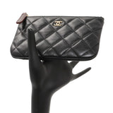 Chanel Black Lambskin Quilted Small Cosmetic Case Accessories Chanel