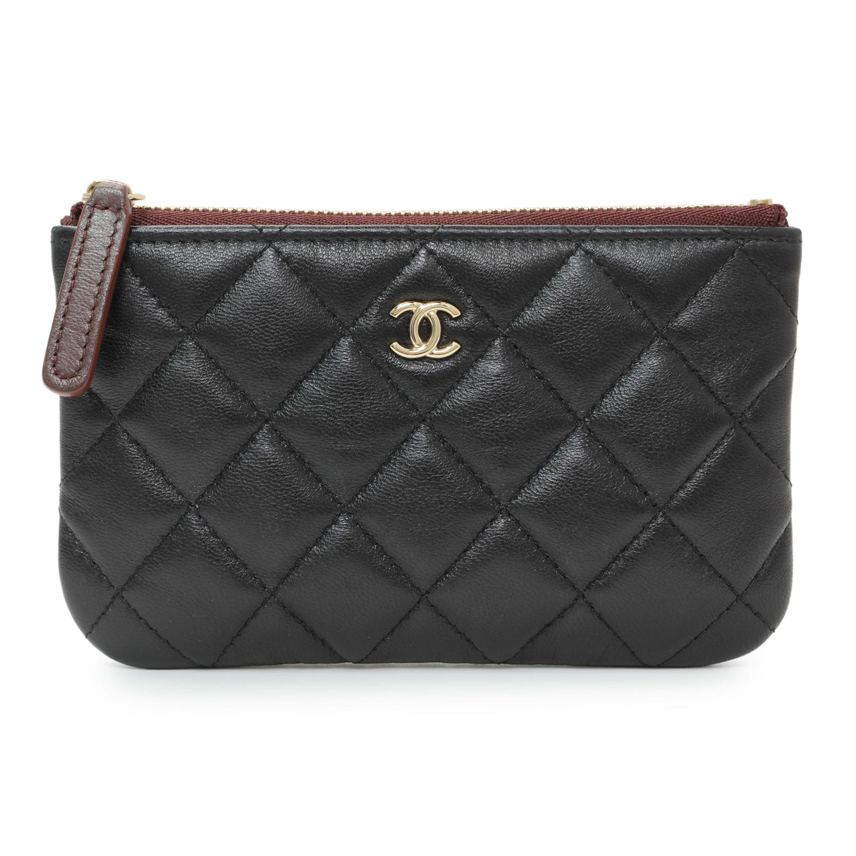 Chanel Black Lambskin Quilted Small Cosmetic Case Accessories Chanel
