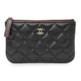 Chanel Black Lambskin Quilted Small Cosmetic Case Accessories Chanel