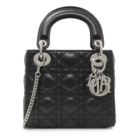 Christian Dior Black Lambskin Cannage Mini Lady Dior Handbags Christian Dior