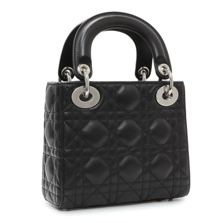 Christian Dior Black Lambskin Cannage Mini Lady Dior Handbags Christian Dior