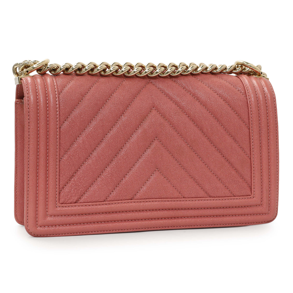 Chanel Blush Chevron Quilted Caviar New Medium Boy Flap