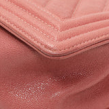 Chanel Blush Chevron Quilted Caviar New Medium Boy Flap