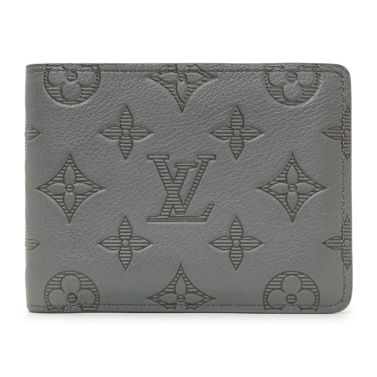 Louis Vuitton Grey Calfskin Monogram Shadow Multiple Wallet Accessories Louis Vuitton