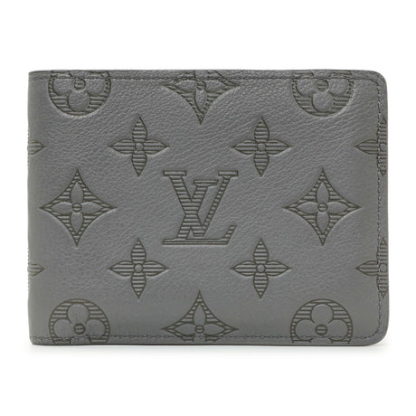 Louis Vuitton Grey Calfskin Monogram Shadow Multiple Wallet Accessories Louis Vuitton