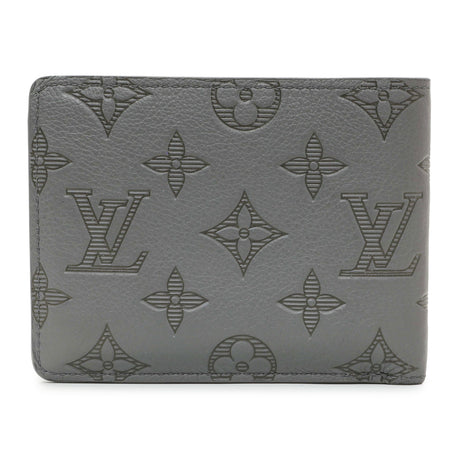 Louis Vuitton Grey Calfskin Monogram Shadow Multiple Wallet Accessories Louis Vuitton