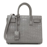 Saint Laurent Grey Calfskin Crocodile Embossed Nano Sac De Jour Handbags Saint Laurent