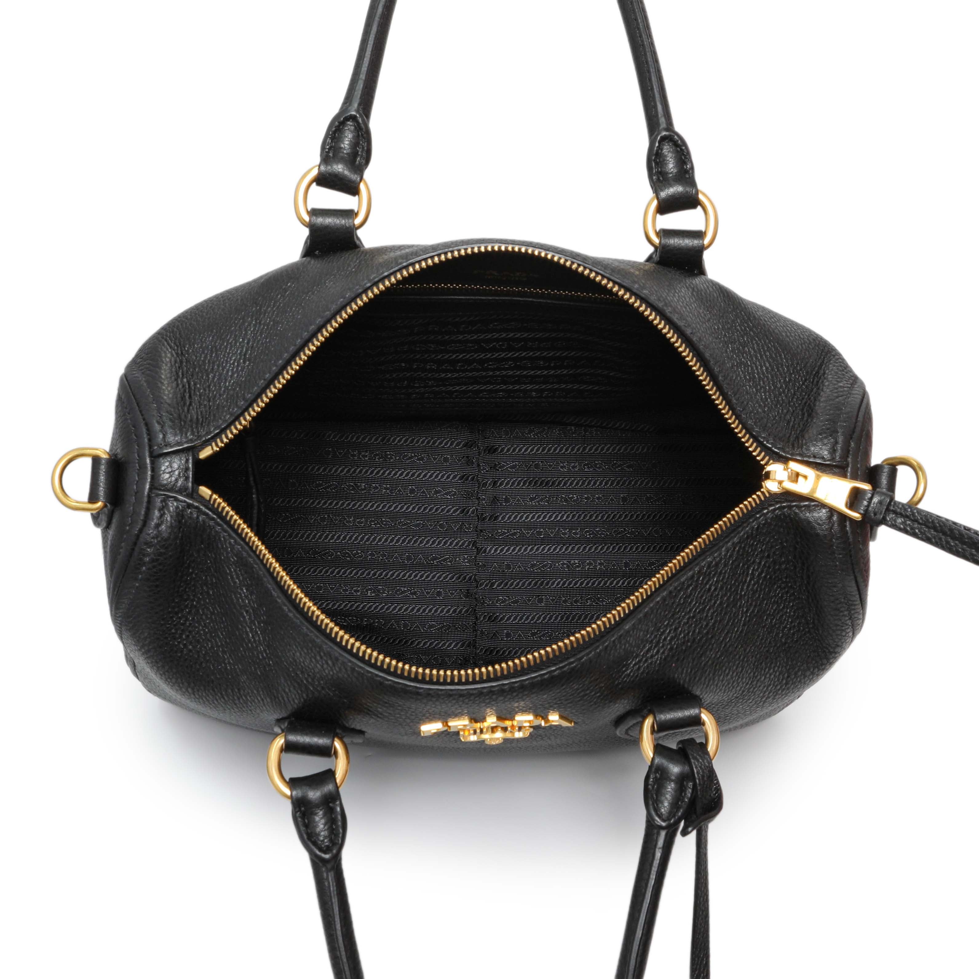 Prada Black Vitello Phenix Boston Bag – Modaselle